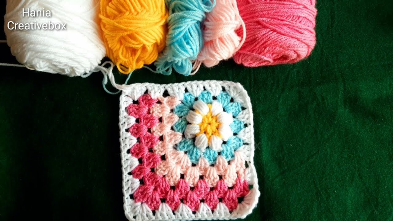 Crochet daisy flower in granny square | #freetutorial  #grannysquare #daisy #flower #crochetpattern