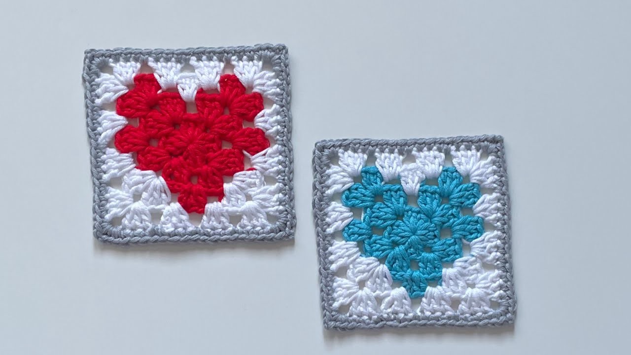 Crochet - Heart Motif Granny Square - Perfect for Coaster, Cardigan, Blanket, Shawl