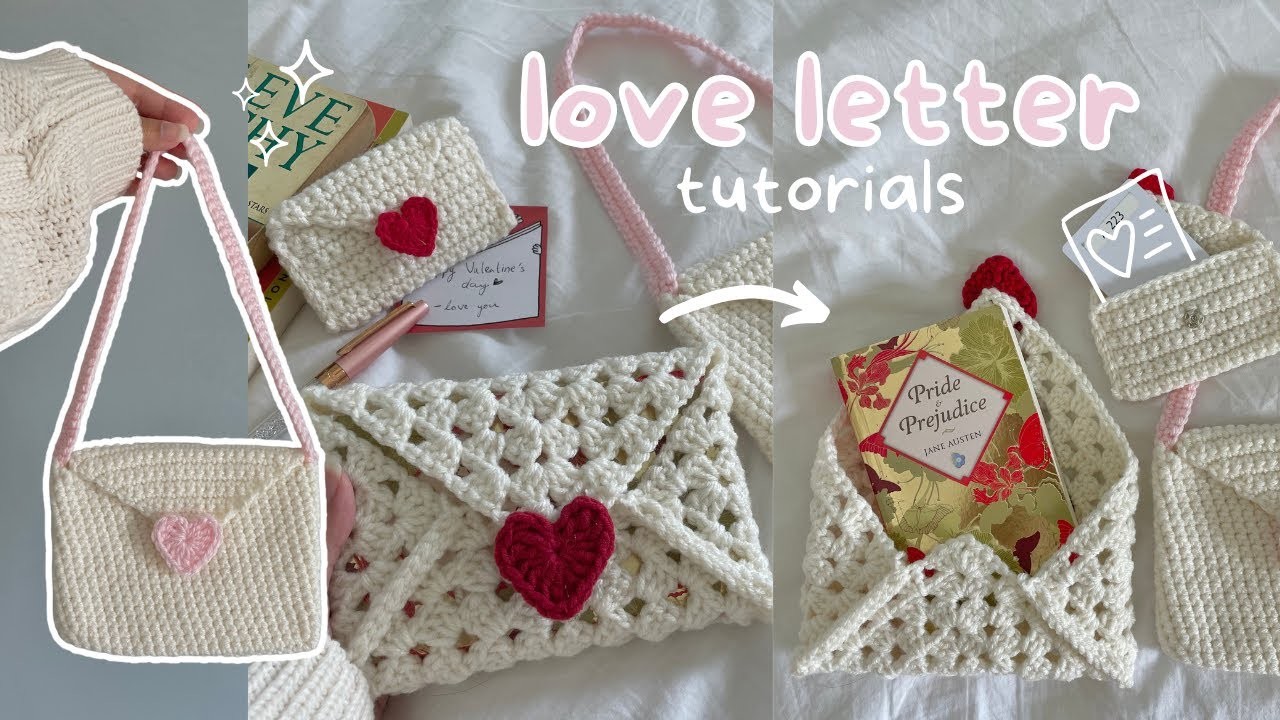 Crochet love letter collection: bag, wallet.envelope, & book sleeve | beginner-friendly tutorials