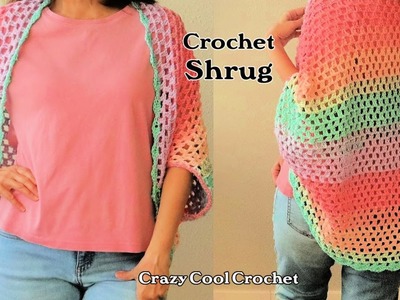 Crochet Mesh Shrug  with Scallop Border