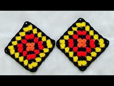 Crochet Neon Granny Square Tutorial - Crochet Beginner Tutorial