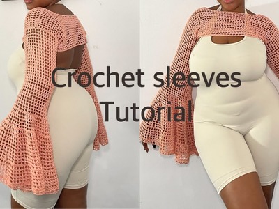 Crochet sleeves tutorial: Mihankushea