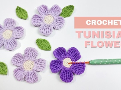 Crochet Tunisian Flower - Friendly Pattern for Beginners | Tutorial by NHÀ LEN