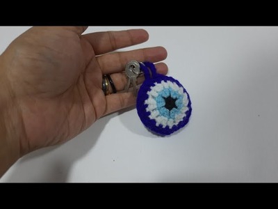 Cute crochet keychain evil eye tutorial | easy keychain crochet |crochet ideas