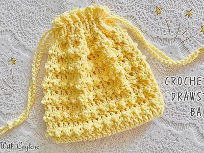 Easy Crochet Drawstring Bag | The Butter Popcorn Drawstring Bag | Leftover Yarn Crochet Project