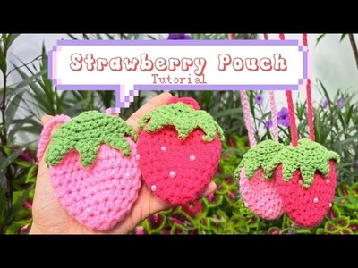 EASY Crochet Strawberry Pouch???? | Tutorial (see description box before watching! )| ByJinnicorn ♡