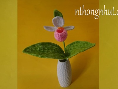 [ENG SUB] Crochet Lady's Slipper orchid flower. Orquídea a crochet.Crochet Flower With Michelle