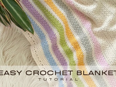 Harmony Stripes Blanket. Easy Crochet Blanket Tutorial. Beginner Friendly. Emma C Makes