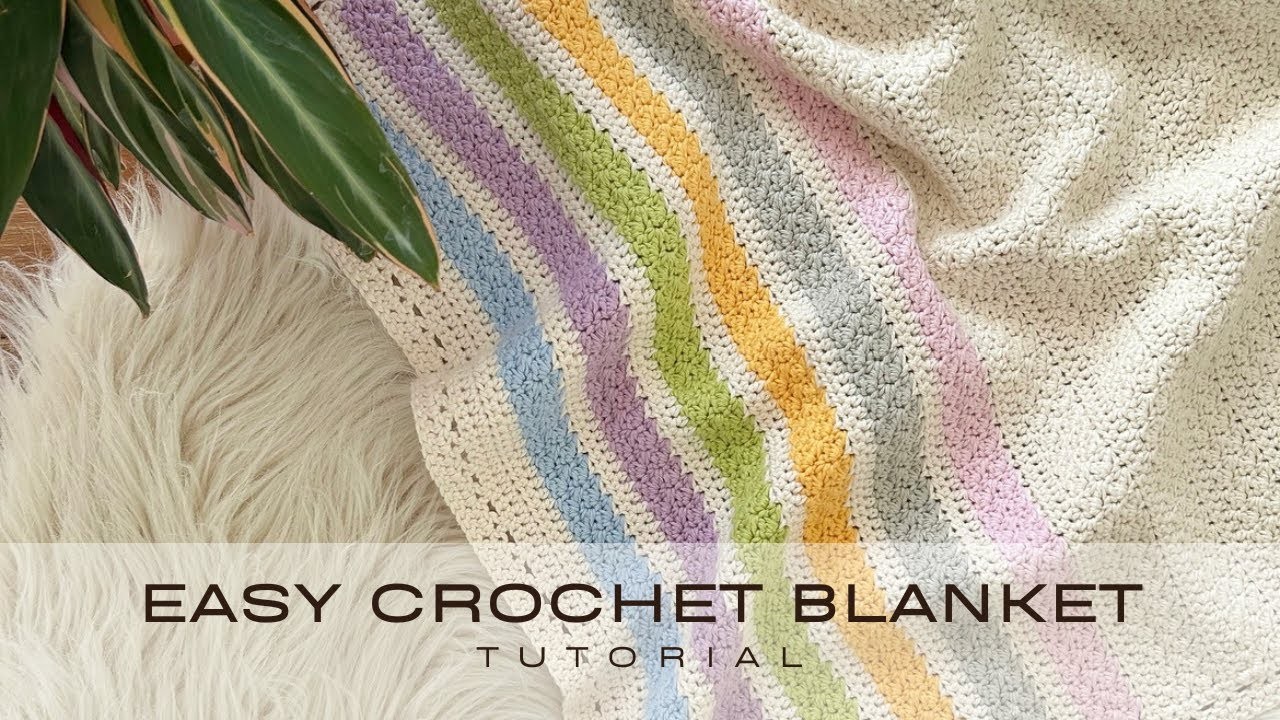 Harmony Stripes Blanket. Easy Crochet Blanket Tutorial. Beginner Friendly. Emma C Makes