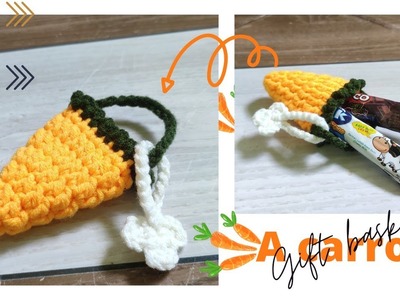 How to crochet a carrot gift basket||merenda tas wortel