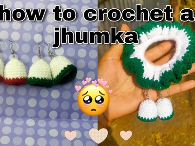 How to crochet a earring ll how to crochet a jhumka ll earrings easy to crochet ❤️????