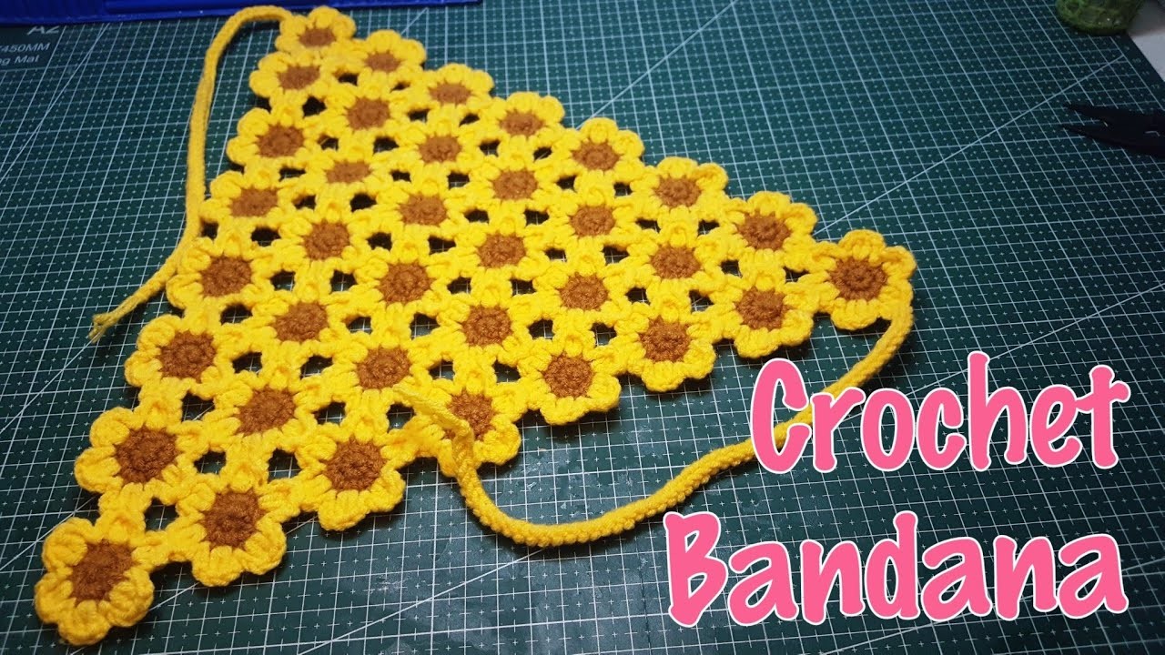 How to crochet Sunflower Head Bandana