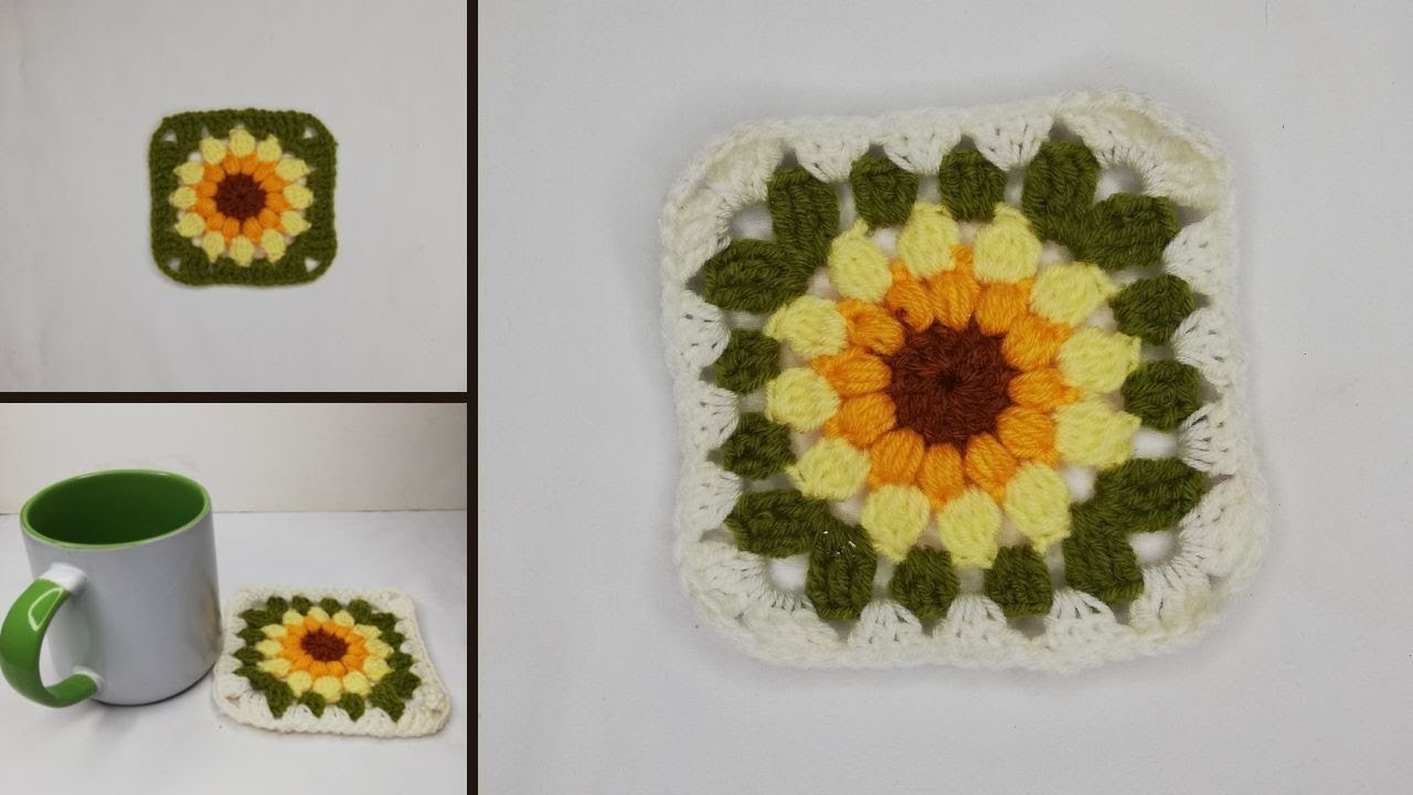 How to Crochet Sunflower Sunburst Granny Square|How to join granny Square Tutorial|Afristylz Yarns