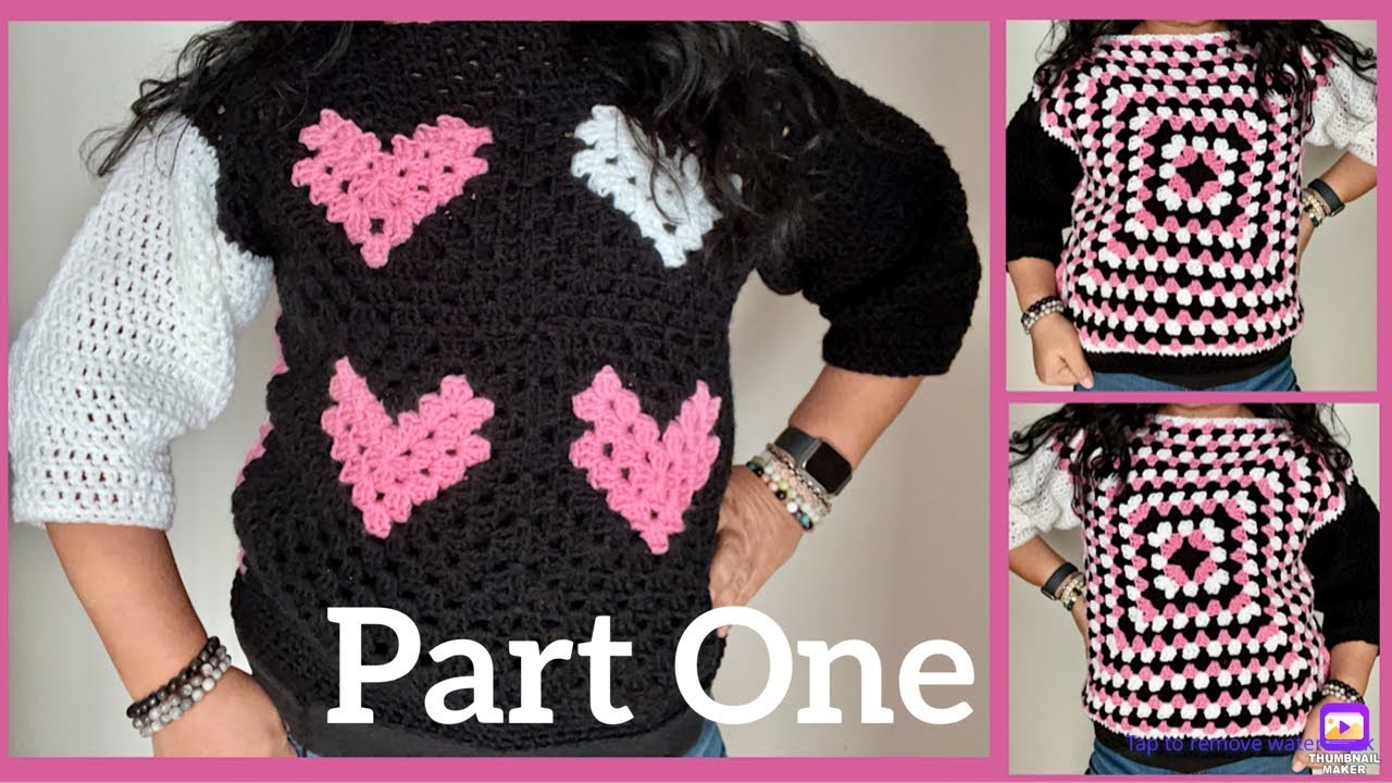 How To Crochet the Granny Square Heart Sweater Part 1 - Slow & Easy Crochet Tutorial For Beginners