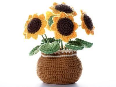 Sunflower pot-1：How to crochet sunflower's calye？