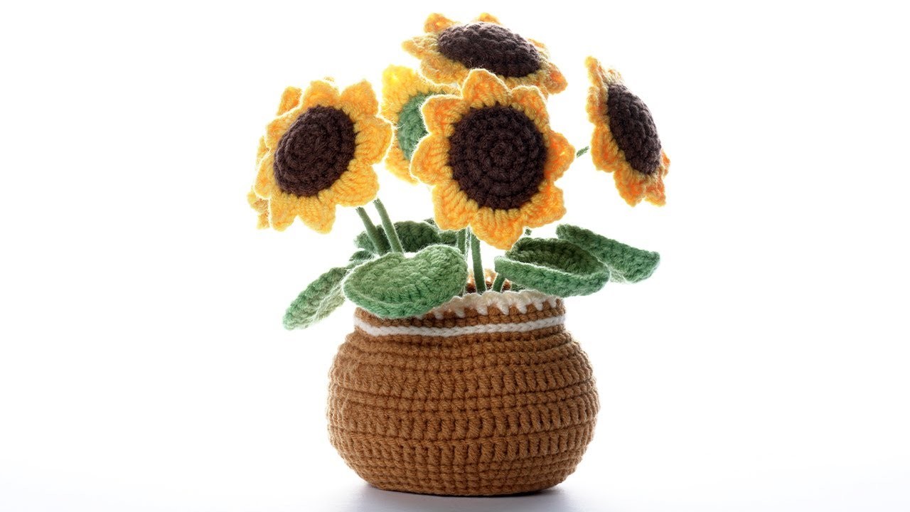 Sunflower pot-1：How to crochet sunflower's calye？