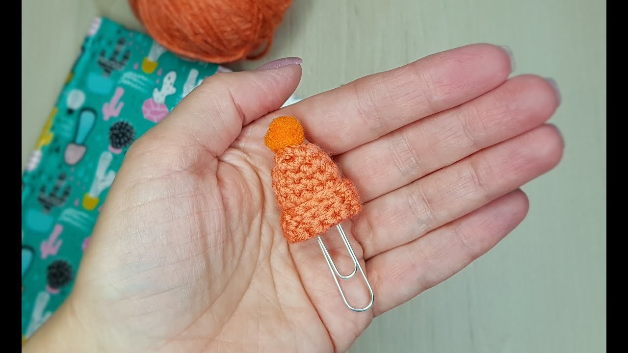 Tiny Crochet Hat on a Paperclip - CROCHET with ME