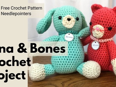 Tuna and Bones Free Amigurumi Patterns (Crochet Dog Pattern & Crochet Cat Pattern)