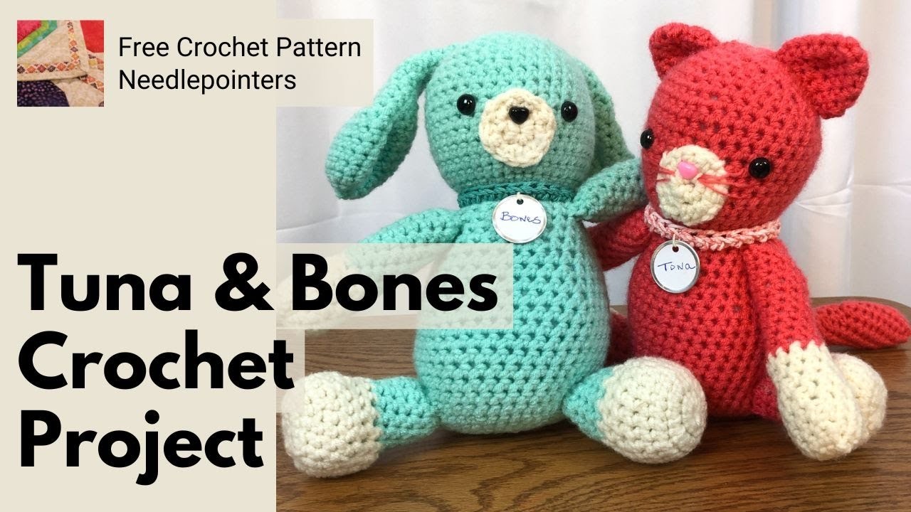 Tuna and Bones Free Amigurumi Patterns (Crochet Dog Pattern & Crochet Cat Pattern)