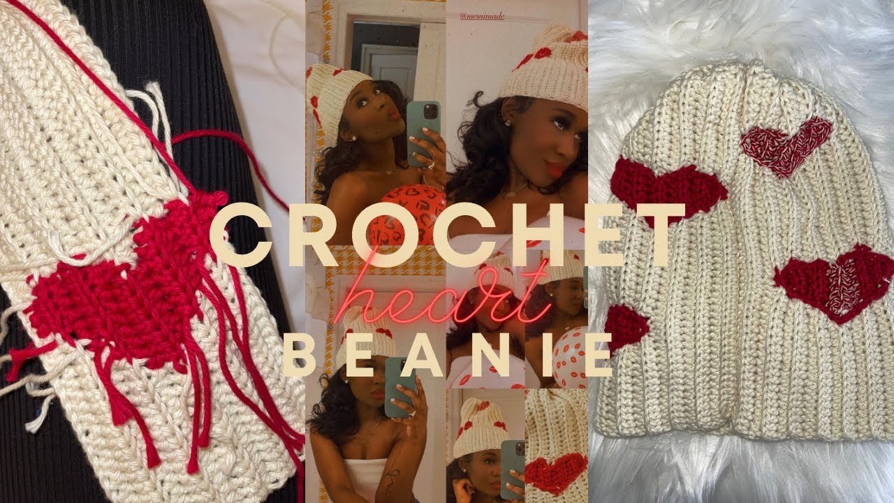 Valentine's Day Crochet Beanie Hat Tutorial | Crochet Heart Beanie Tutorial Finale