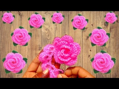 Very Easy knitting crochet ???????????? rose flower making