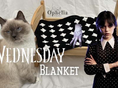 Wednesday Inspired Small Blanket. WWWD Black And White Blanket. Ophelia Talks Crochet