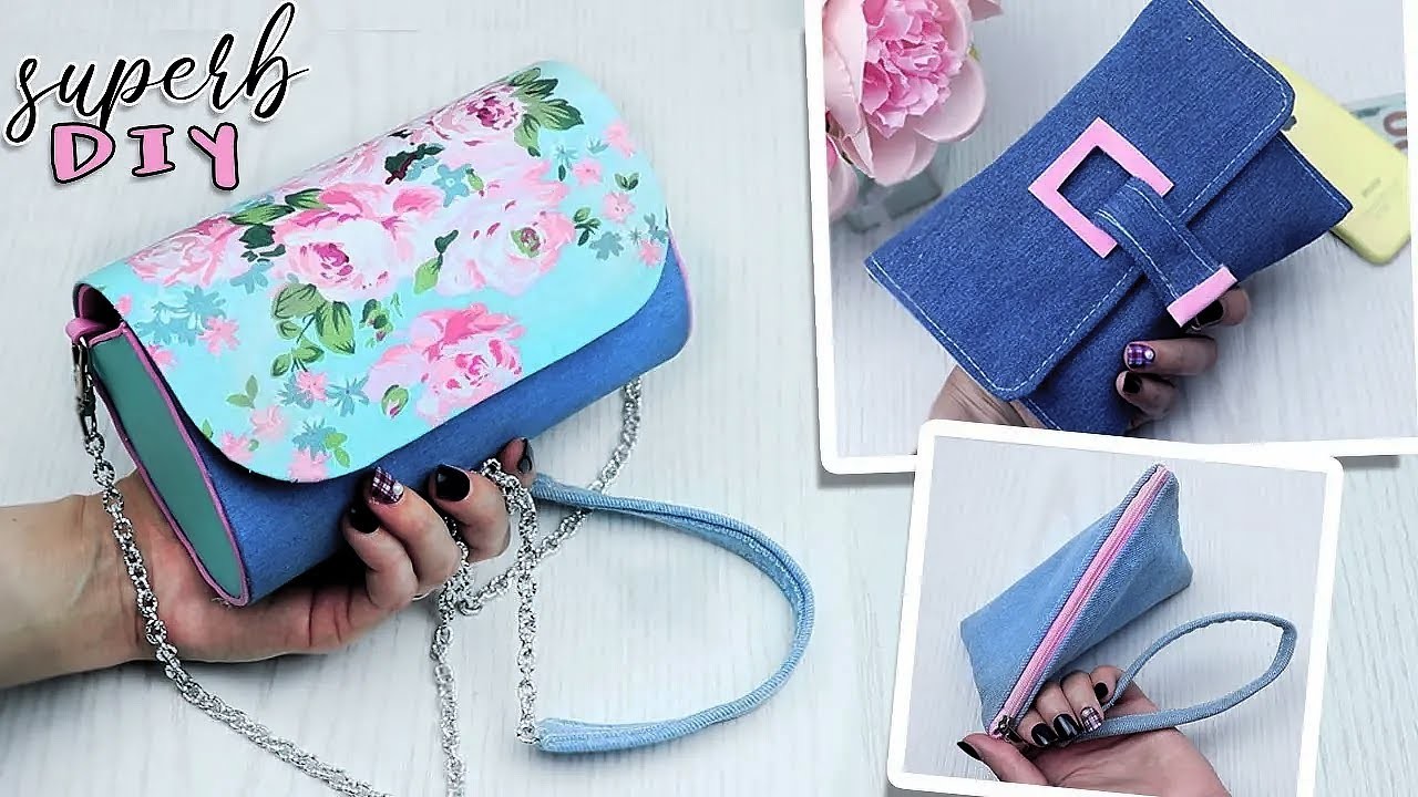 3 NICE DIY JEANS PURSE BAG IDEAS How to Reuse Old Jeans Pants Effective