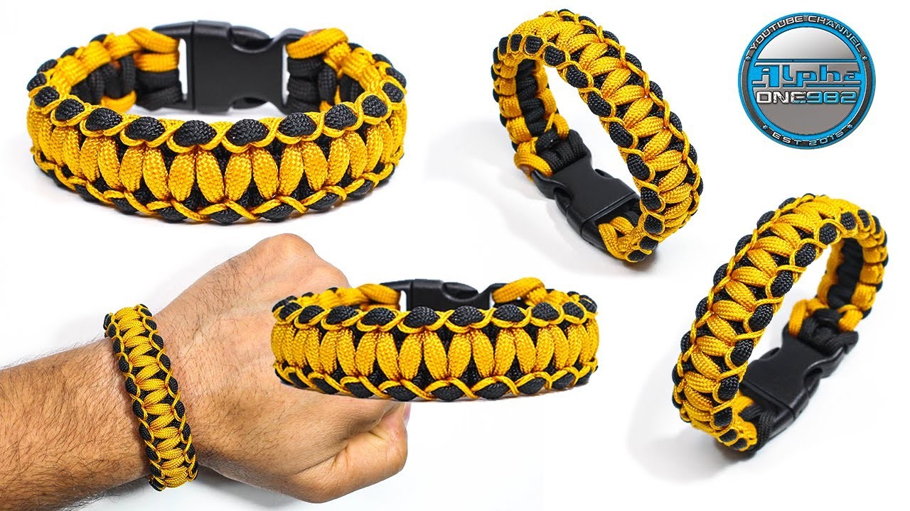 Basic Paracord Bracelet Cobra Knot - Solomon Weave Stitched with micro cord Knot Tutorial