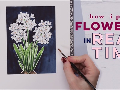 Beginner Watercolor Flower Tutorial | REAL TIME  Paint Paperwhites