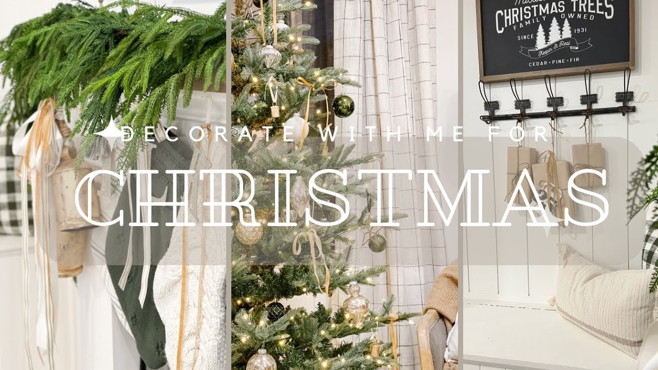 CHRISTMAS DECORATE WITH ME | THE LIVING ROOM, CHRISTMAS TREE, AND MANTLE | NEUTRAL HOME DECOR IDEAS