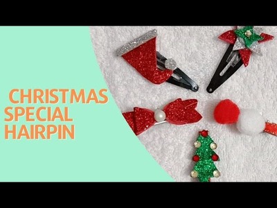 Christmas special hairpin diy ideas | best out of waste| 5 cute designs | 25 dec | hair accessories