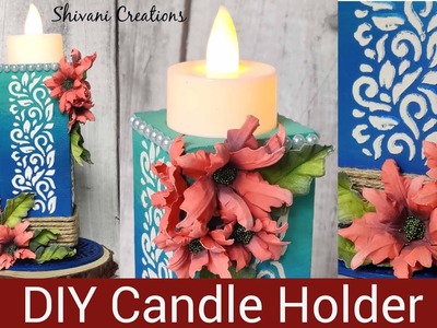 DIY Candle Stand. Tea-light Stand. Christmas Decoration Ideas. Paper Poinsettia Flower