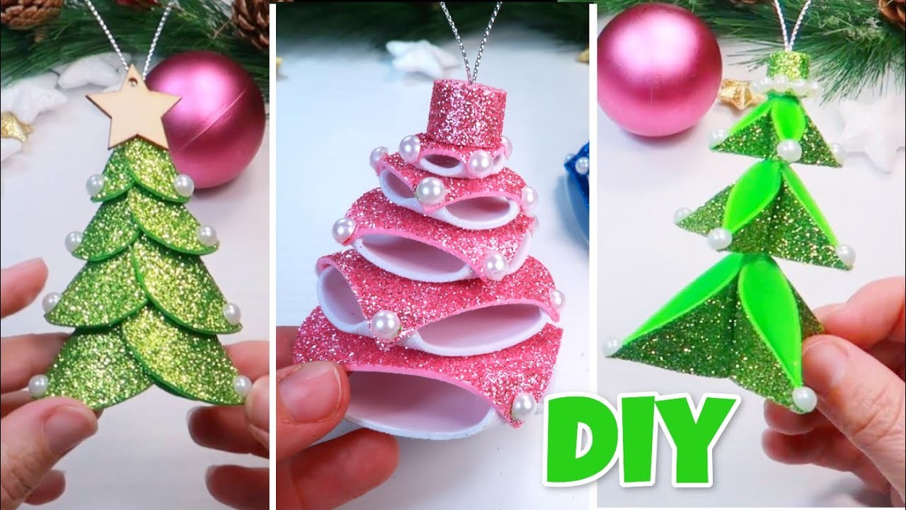 ???? DIY ???? Christmas decor ornaments, christmas ornament tutorial, glitter foam sheet craft, foamiran