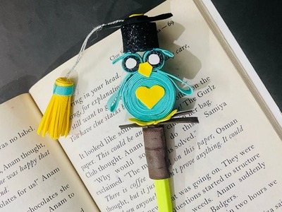 Diy Quilling Owl pencil topper. Diy pen.pencil decoratiom.school crafts.diy school supplies