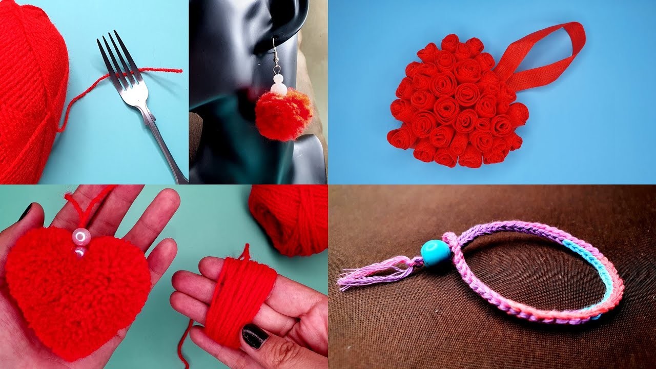 How to make earrings, bracelets, hearts with yarn