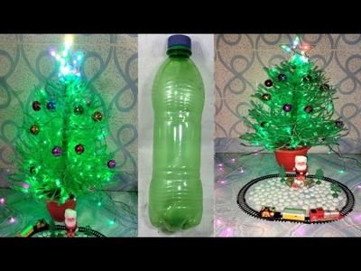 How To Make Plastic Bottle Christmas Tree||Home Decoration Christmas Tree. 
