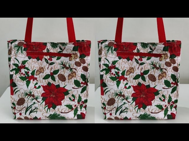 How to sew Shopping bag at home | Shopping bag cutting and stitching | DIY Zippered Tote bag | Bags