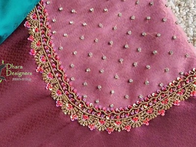 Net embroidery blouse stitching | Dhara Designers