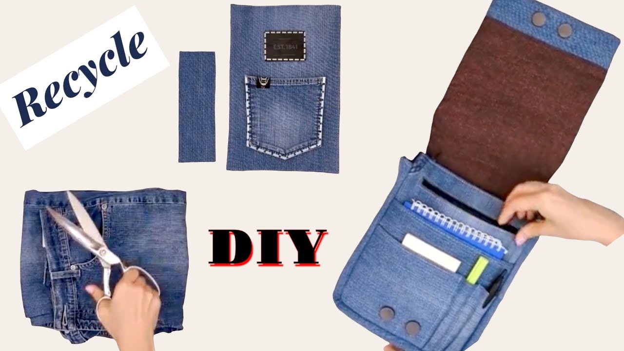 Recycle jeans into crossbody bags - Don't throw away your old jeans, recycle it!