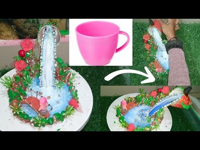 Stylish Waterfall making. Waterfall for home decoration. Fountain Making#Kuti Bari