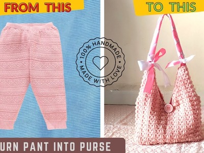 Turn Baby's Pants into Fancy Purse Bag | Recycling of pants | DIY