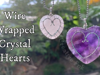Wire wrapped heart shaped crystal. ‘Heart on heart’ pendant ❤️