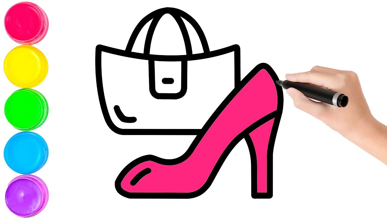 Bag with High Heel Drawing and Coloring Pages
