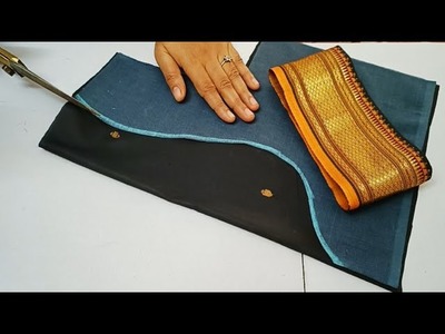 Black paithani saree blouse back neck design || cutting and stitching back neck blouse design