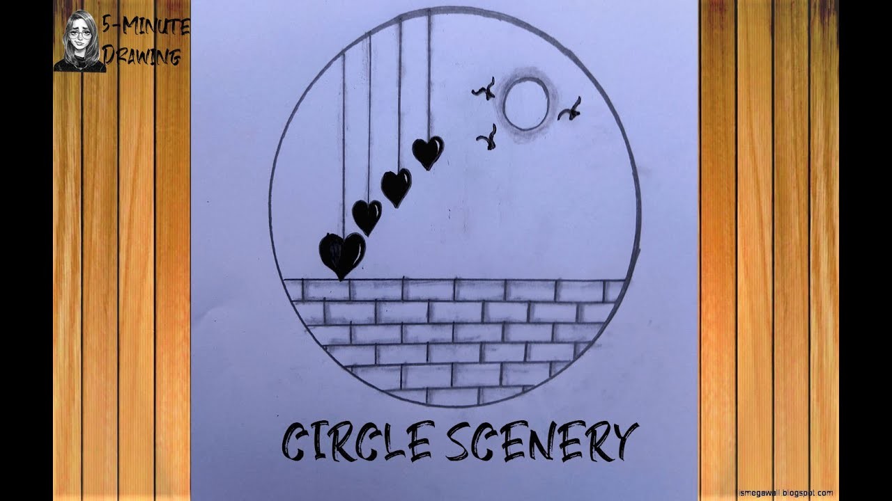 Easy circle seceney drawing -Circle drawing for beginners-Easy drawing ideas step by step