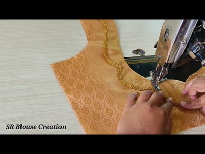Easy patchwork blouse design | Cutting and stitching back neck design