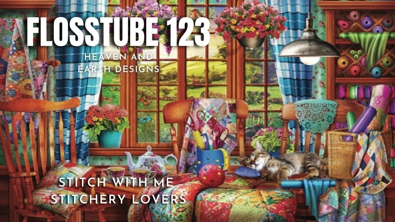 Flosstube #123 Stitch with me | WIP HAED Project | Mini Patchwork Quilt Room | STITCHERY LOVERS