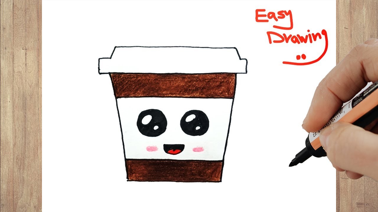 How to draw a cute coffee cup step by step | DRAWING A CUTE COFFEE CUP  EASY