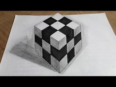 How To Draw Cube !! 3D Art On Paper. Drawing with Pencil