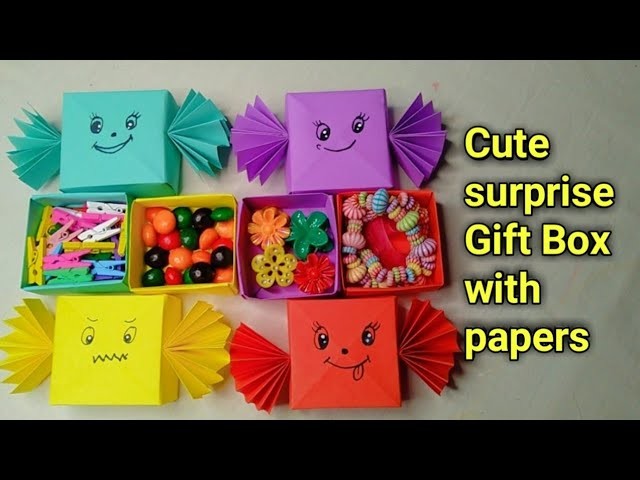 How to make cute surprise gift box with colourful papers.paper art. Paper craft idea